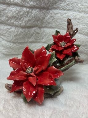 Always & Forever Underglazed Christmas Porcelain Poinsetta Figurine